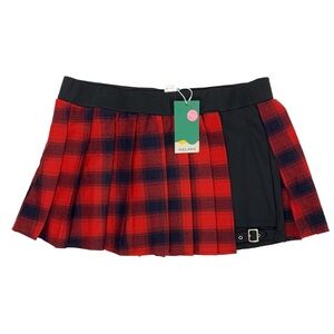 NWT Halara Women Size XL Breezeful Mini Skirt Skort Pleated Plaid Buckle Pocket